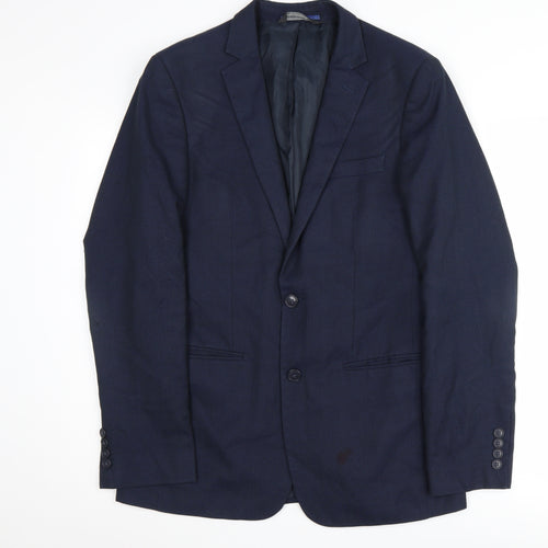 Marks and Spencer Men's Blue Long Jacket, 38L, Classic Style