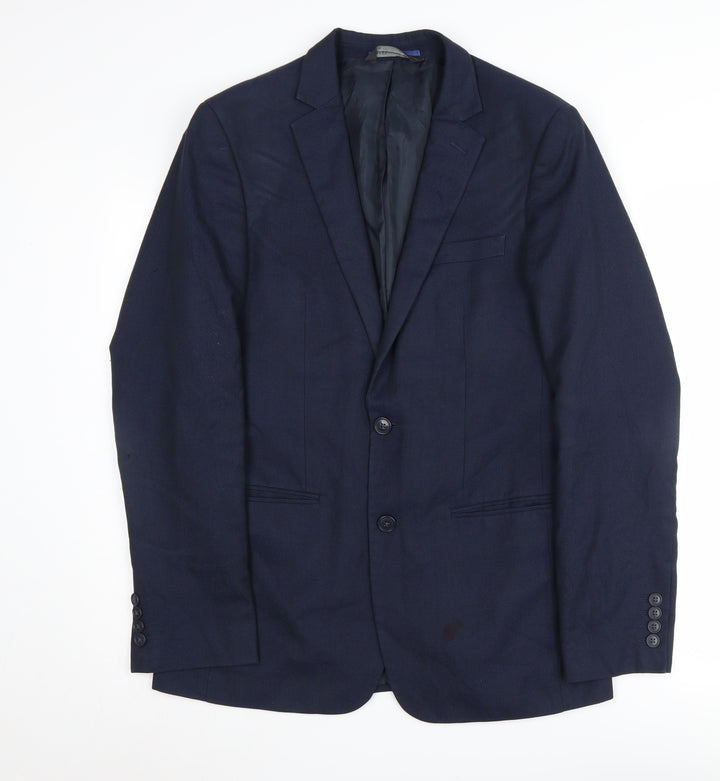 Marks and Spencer Men's Blue Long Jacket, 38L, Classic Style