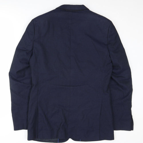 Marks and Spencer Men's Blue Long Jacket, 38L, Classic Style
