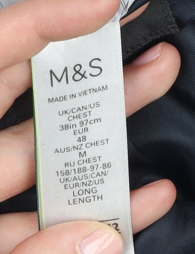Marks and Spencer Men's Blue Long Jacket, 38L, Classic Style