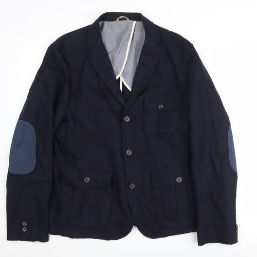 Next Men's Blue Linen Blazer, 42S Single-Breasted Jacket