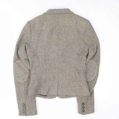 H&M Women's Grey Tweed Blazer - Size 6 Single Breasted
