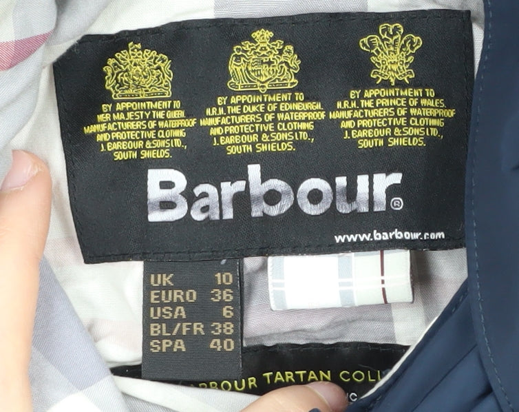 Barbour Women's Long Blue Parka Coat Size 10