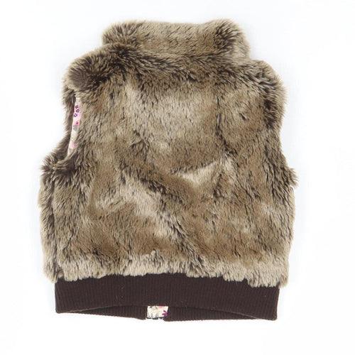 M&S Girls Brown Faux Fur Waistcoat - Size 2 Years