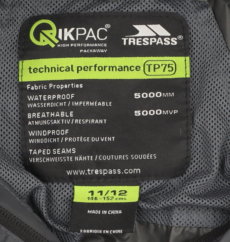 Trespass Boys Grey Windbreaker Jacket, 11 Years