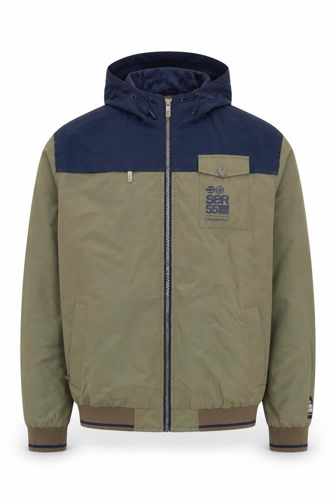 Front view of Crosshatch Men's Green Hooded Jacket L