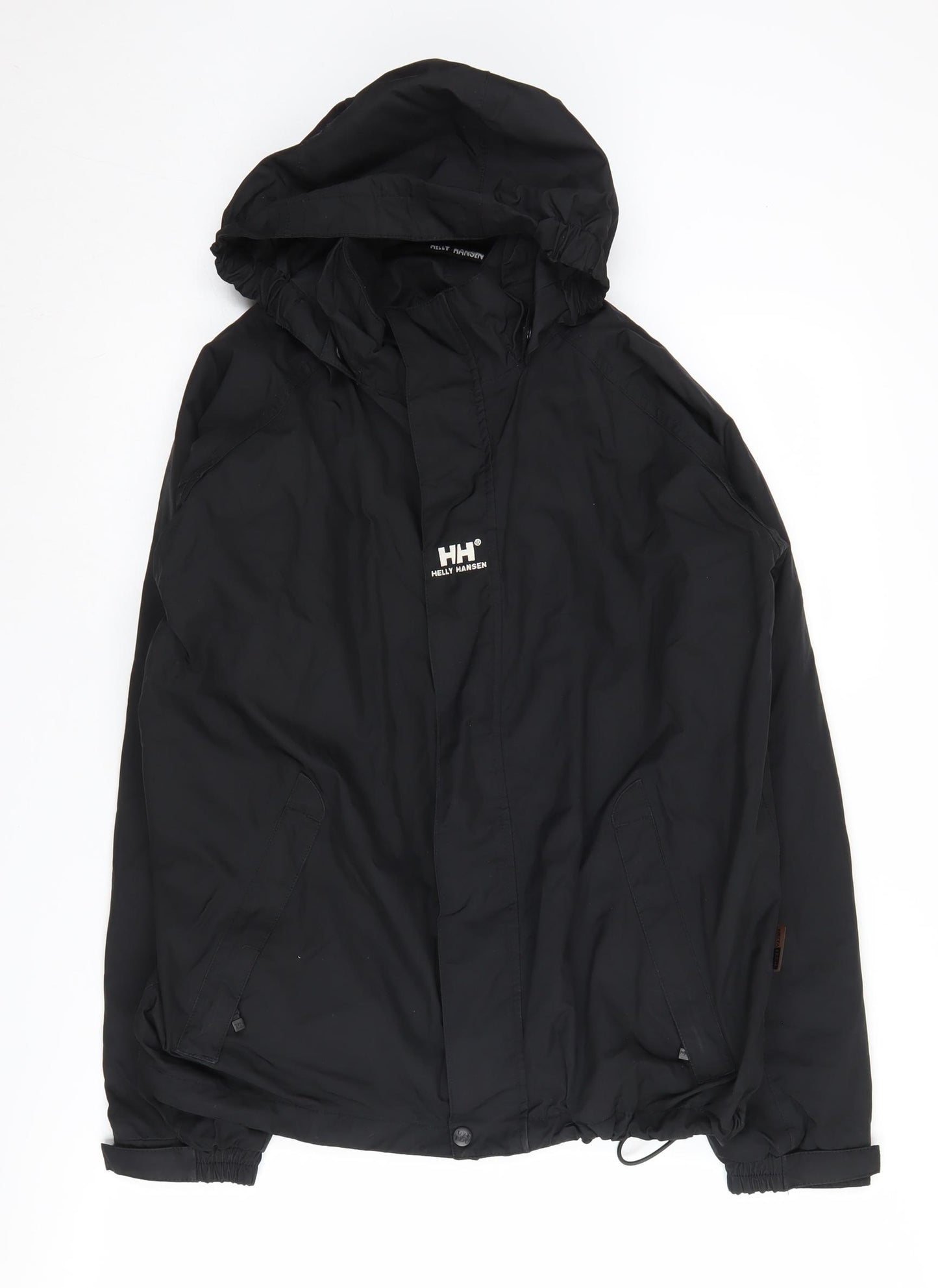 Helly Hansen Boys Black Rain Coat Jacket, Size 16, Hooded