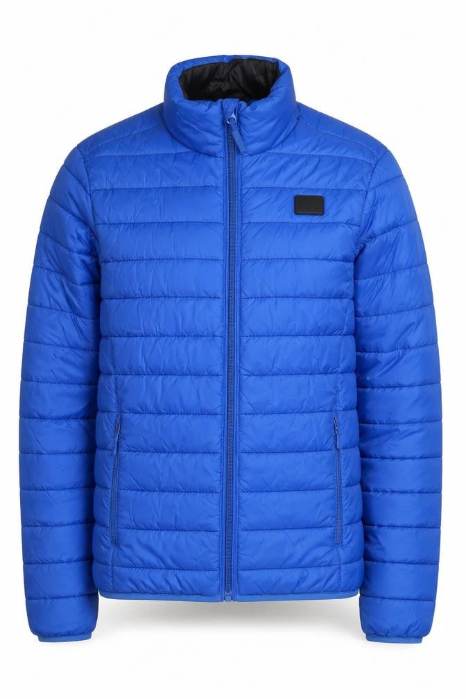 Front view of Blend Men's Blue Puffer Jacket S Casual Winter