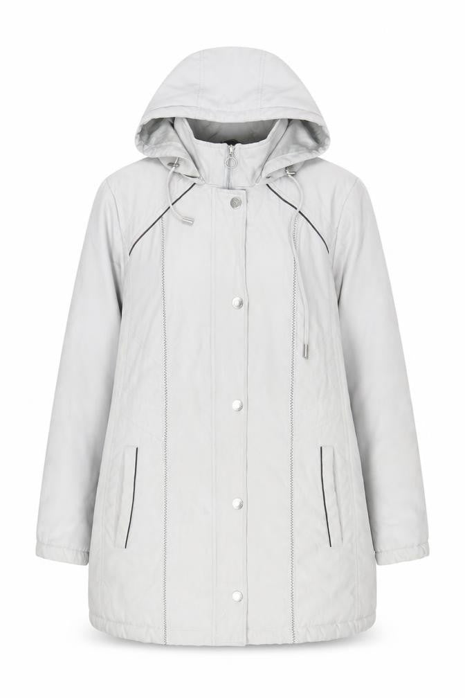 Front view of Anna Rose Women's Ivory Hooded Parka Jacket M
