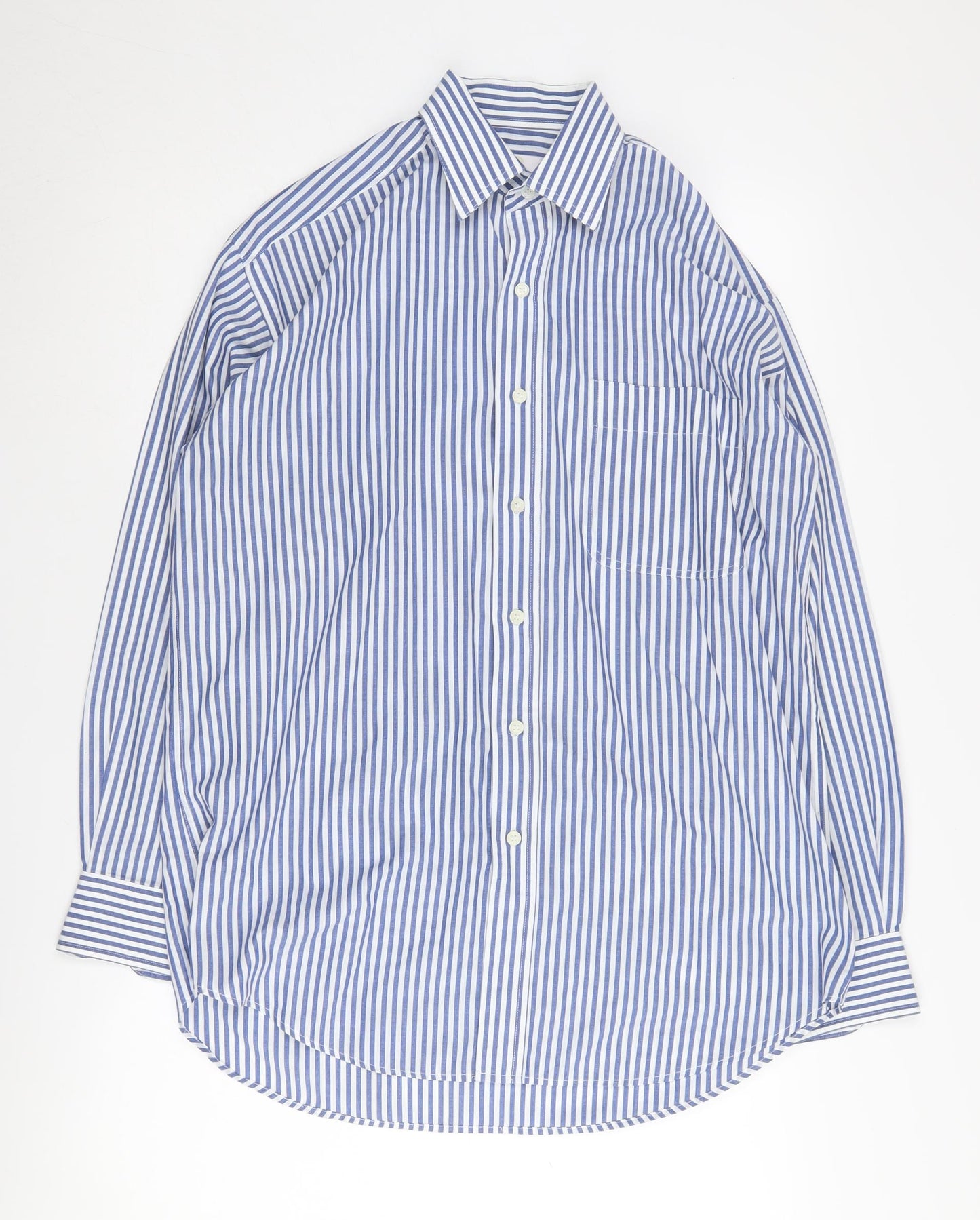 Van Heusen Men's Blue Striped Button-Up Shirt Medium