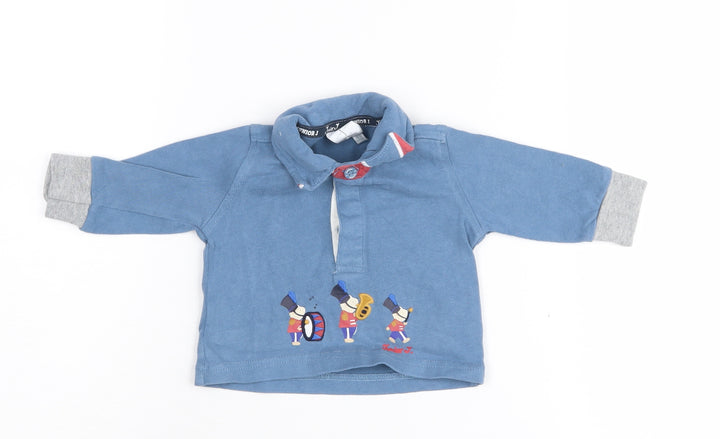 Jasper Conran Unisex Blue Polo 0-3M Embroidered Cotton