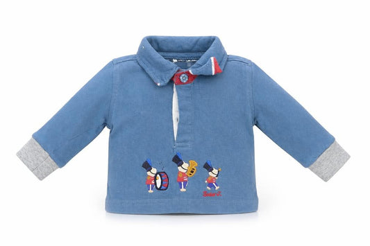 Front view of Jasper Conran unisex blue polo 0-3m embroidered cotton