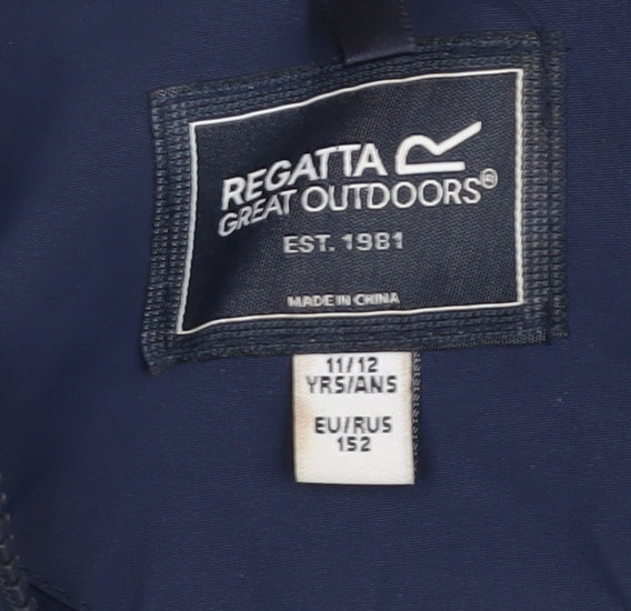 Regatta Girls Blue Rain Coat, 11-12 Years, Waterproof Outdoor
