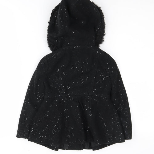 St Bernard Girls Black Sequin Hooded Coat, 3 Years