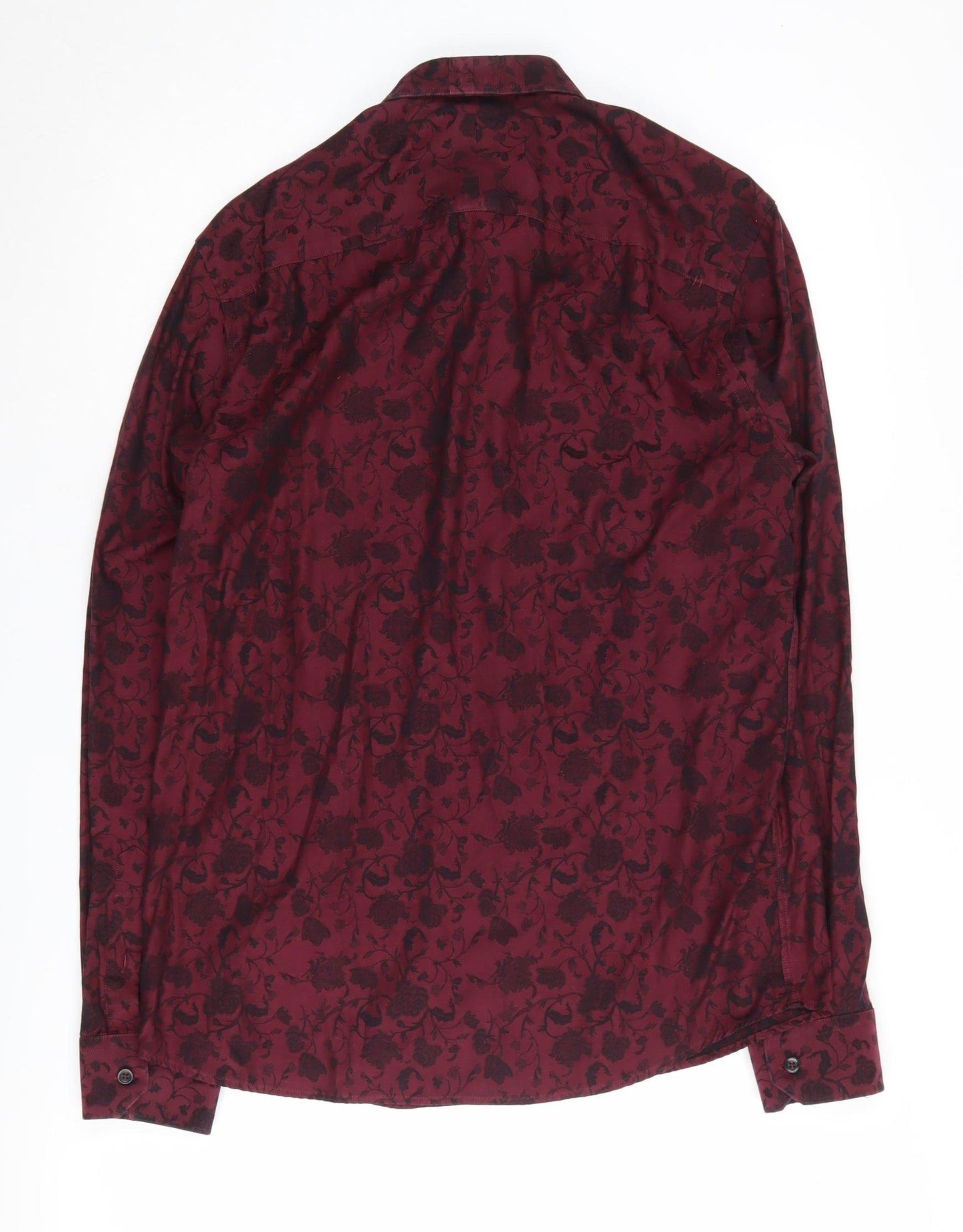 Jeff Banks Men's Red Floral Button-Up Shirt M