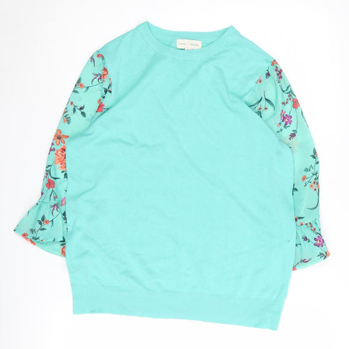 Love & Roses Women's Blue Floral Pullover Jumper UK 12