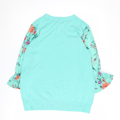 Love & Roses Women's Blue Floral Pullover Jumper UK 12