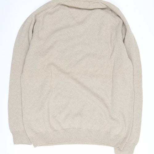 Williams & Brown Men's Beige V-Neck Wool Jumper L