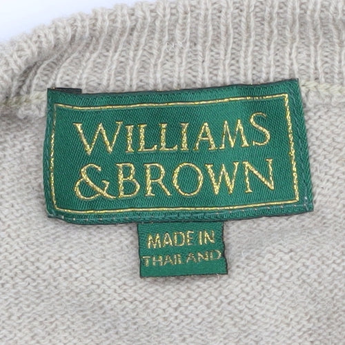 Williams & Brown Men's Beige V-Neck Wool Jumper L