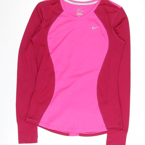 Nike Women's Pink Long Sleeve Running Top - S