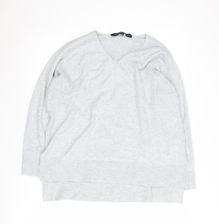 French Connection Women's Grey V-Neck Pullover Jumper M