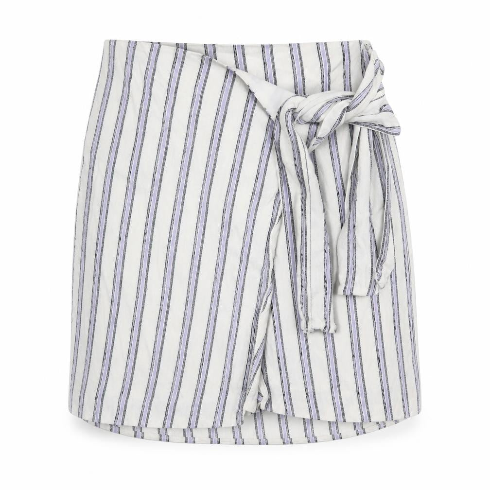 Club Monaco Women's White Wrap Skirt, Size M, Striped