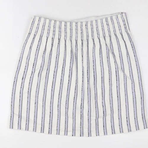 Club Monaco Women's White Wrap Skirt, Size M, Striped