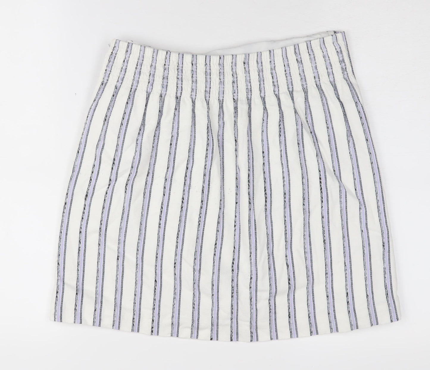 Club Monaco Women's White Wrap Skirt, Size M, Striped