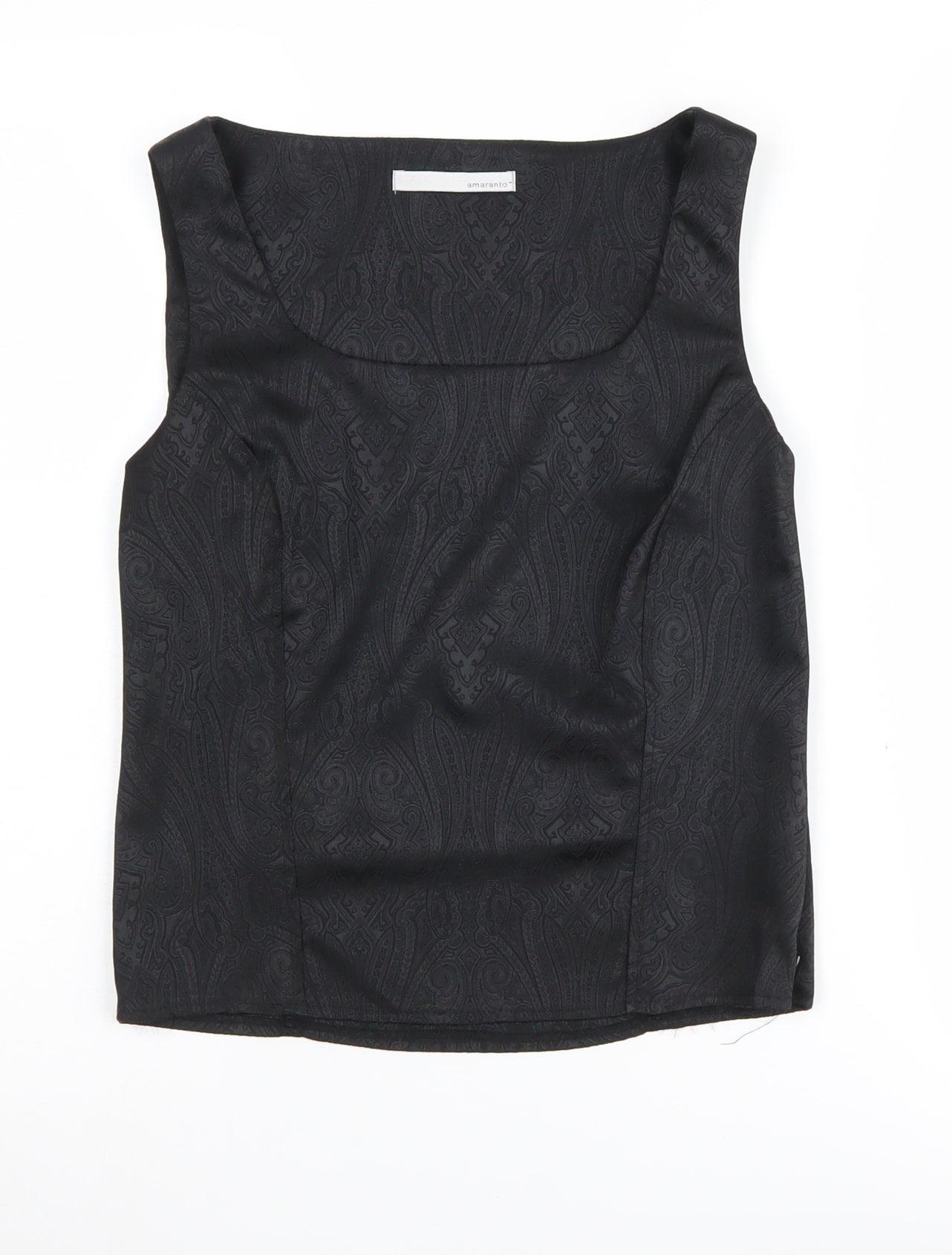 Amaranto Women's Black Tank Top, Size 14