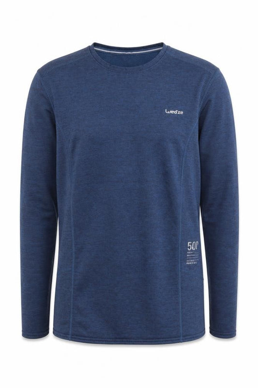 Front view of Decathlon Men's Blue Gym Long Sleeve T-Shirt, size M
