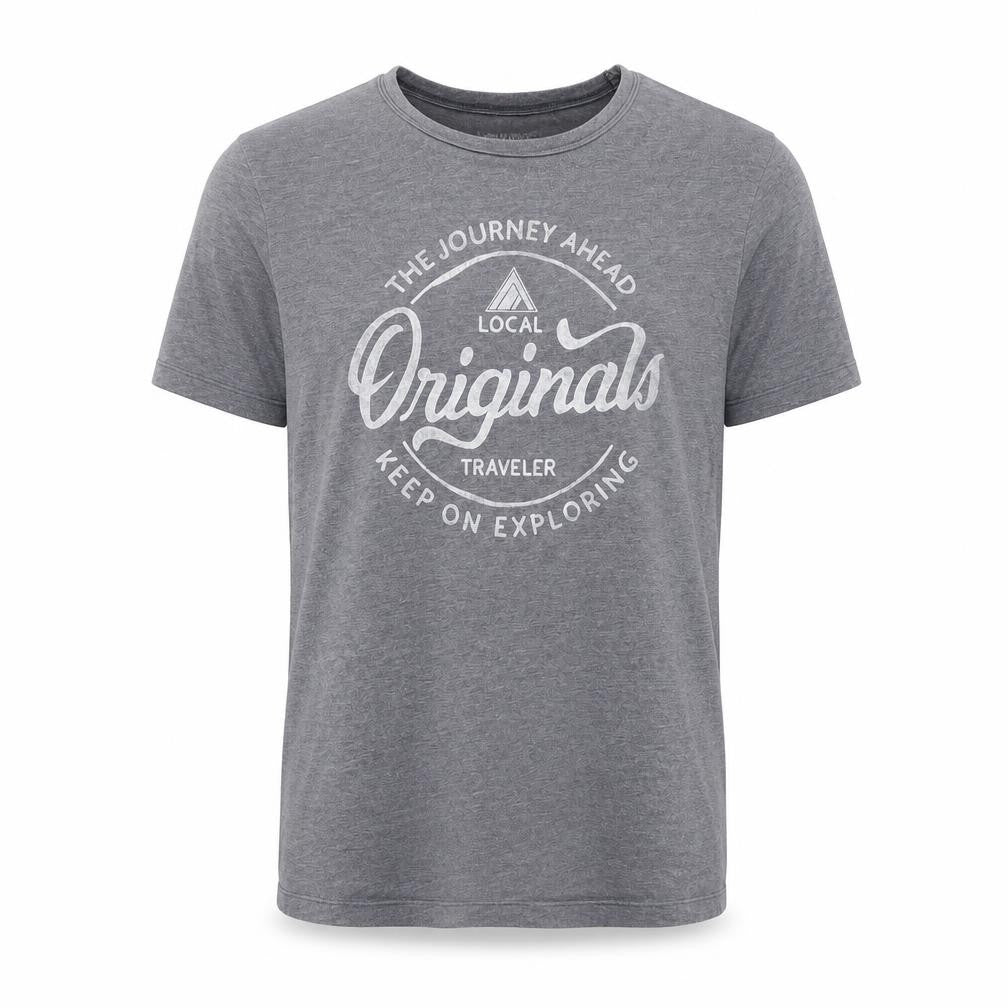 Front view of Jack & Jones Men's Grey Graphic Slim T-Shirt, size S