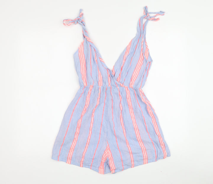 ASOS Women's Blue Playsuit Size 6 Striped Sleeveless Summer
