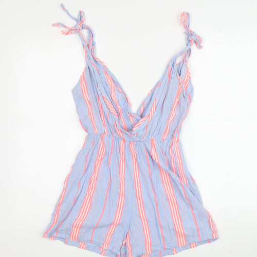 ASOS Women's Blue Playsuit Size 6 Striped Sleeveless Summer