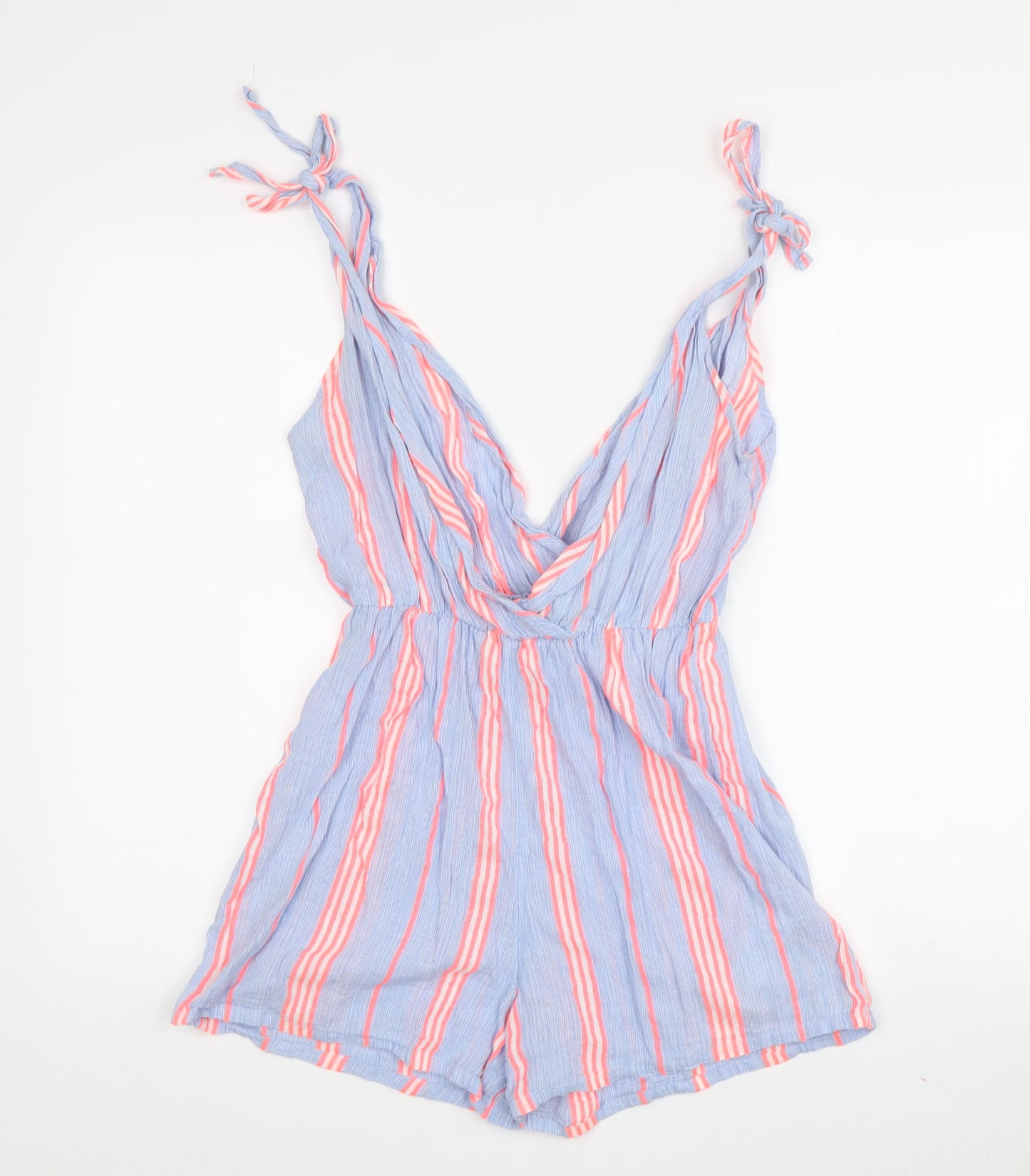 ASOS Women's Blue Playsuit Size 6 Striped Sleeveless Summer