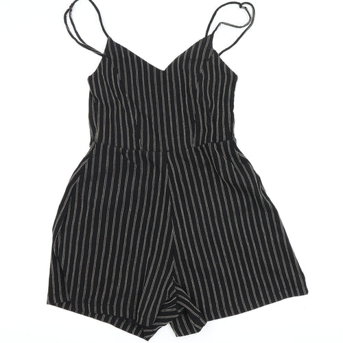 Stradivarius Women's Black Striped Playsuit XS