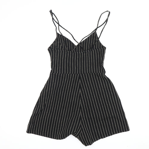 Stradivarius Women's Black Striped Playsuit XS