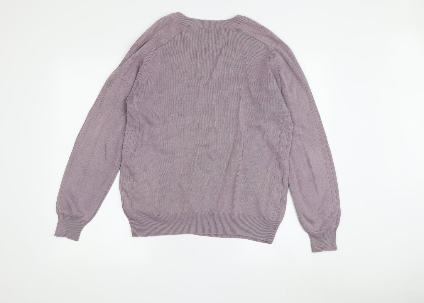 EWM Pure Classics Men's Purple V-Neck Cotton Pullover S