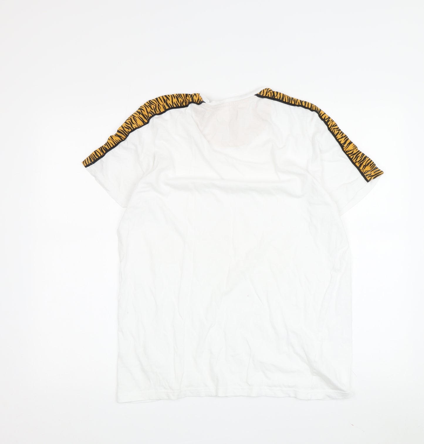 Brave Soul Unisex White T-Shirt L with Animal Print