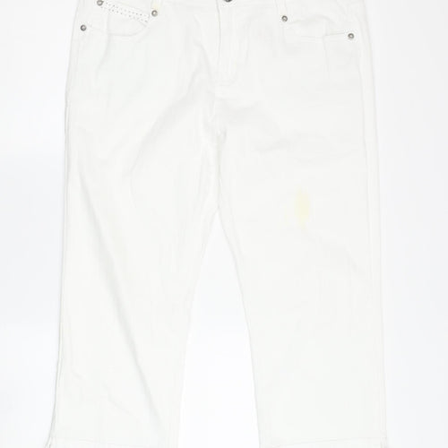 Debenhams Women's White Cropped Trousers Size 14