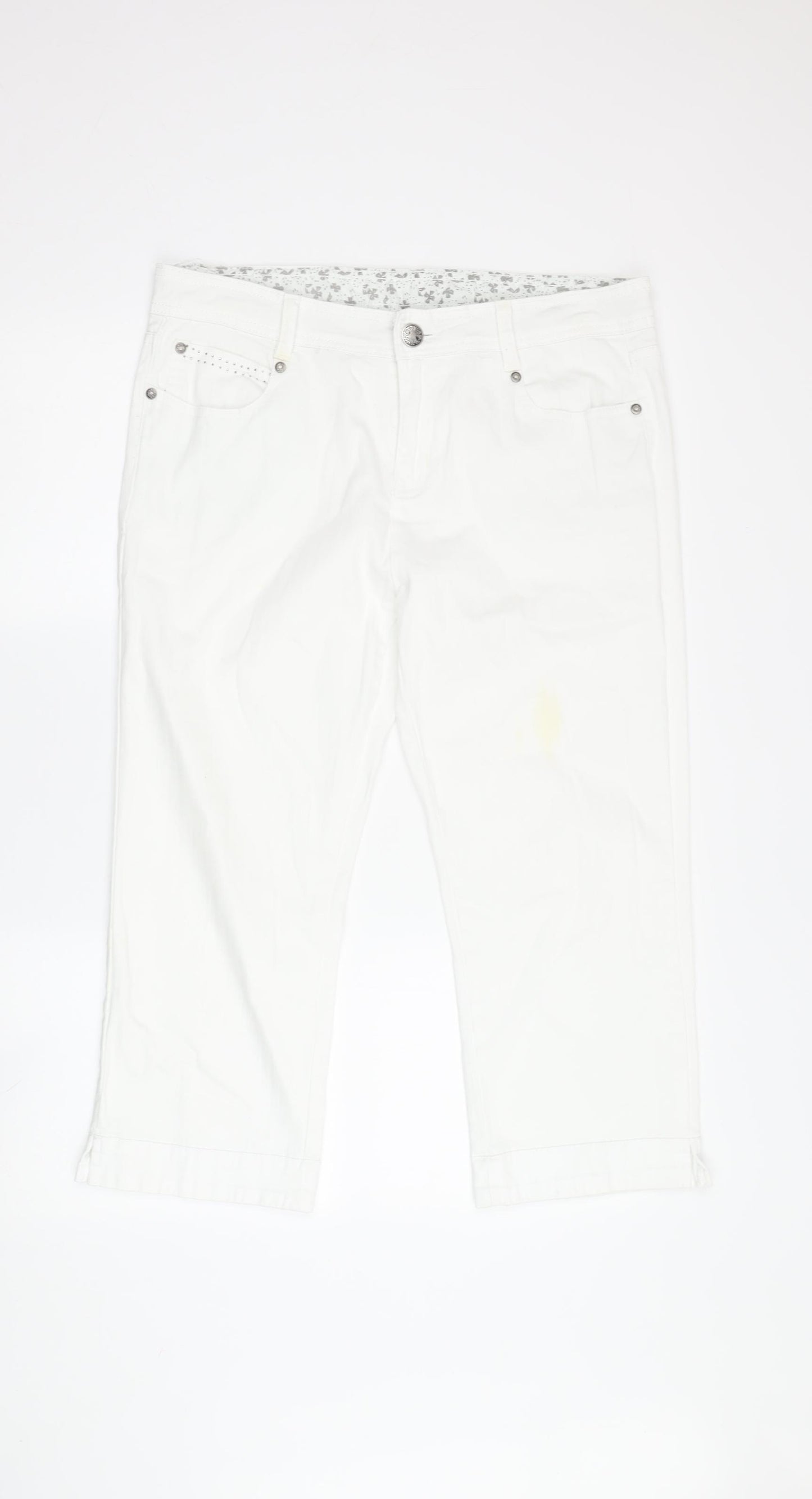 Debenhams Women's White Cropped Trousers Size 14