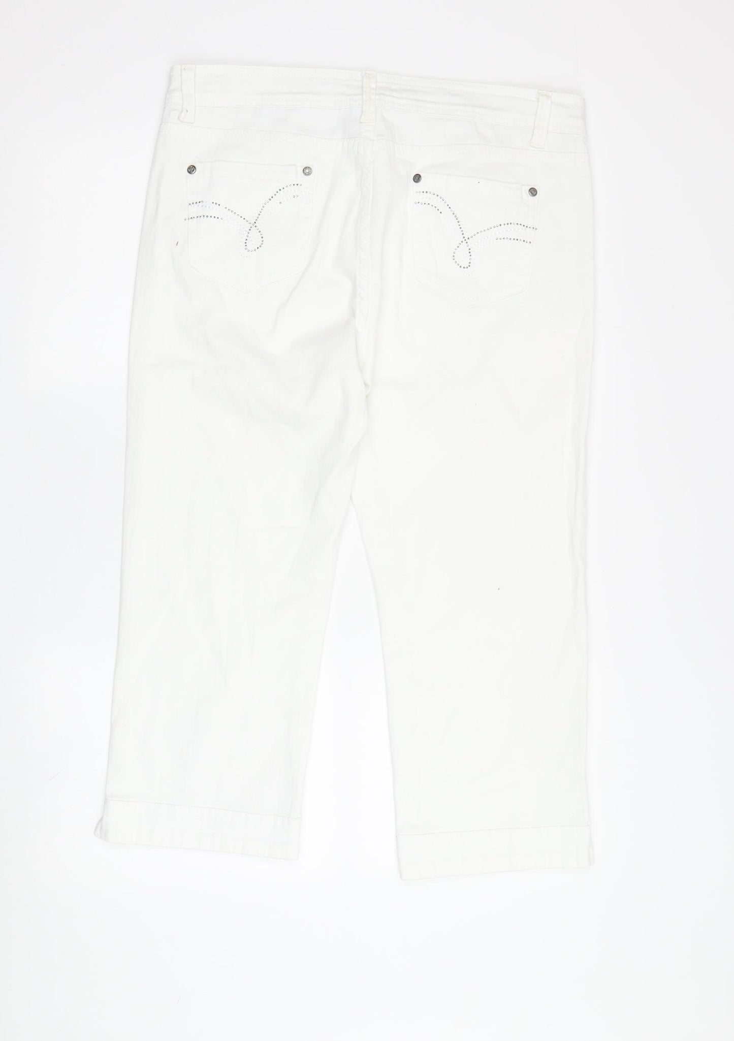 Debenhams Women's White Cropped Trousers Size 14