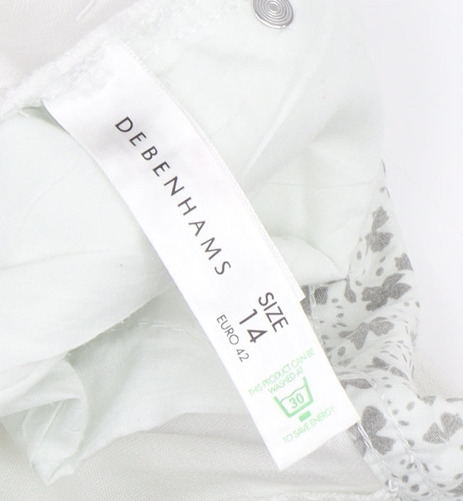 Debenhams Women's White Cropped Trousers Size 14