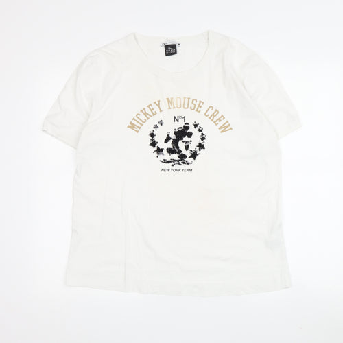 Zara Mickey Mouse Tee Unisex White M Casual Style