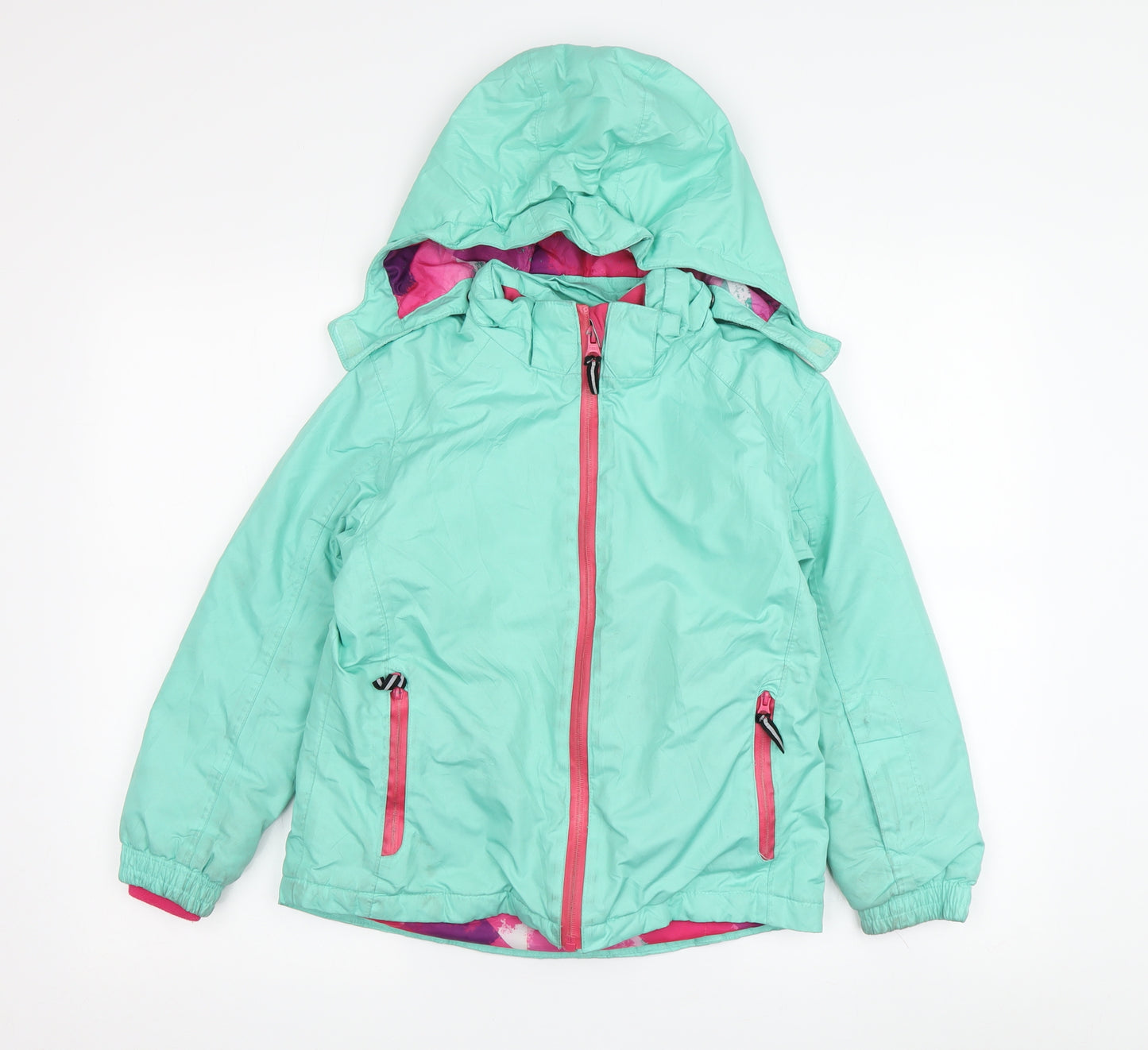 Crivit Girls Green Puffer Jacket 4-5 Years Hooded Lined