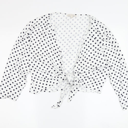 Lakeland Women's White Polka Dot Wrap Blouse