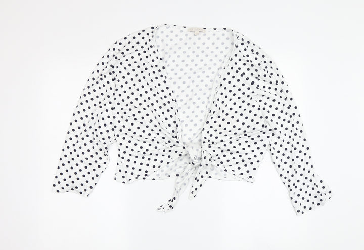 Lakeland Women's White Polka Dot Wrap Blouse