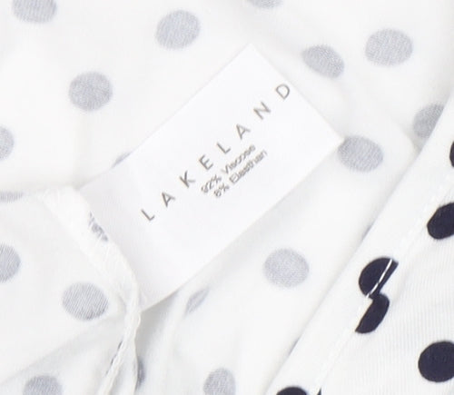 Lakeland Women's White Polka Dot Wrap Blouse