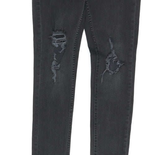 Topman Men's Black Skinny Jeans 28S Distressed Denim
