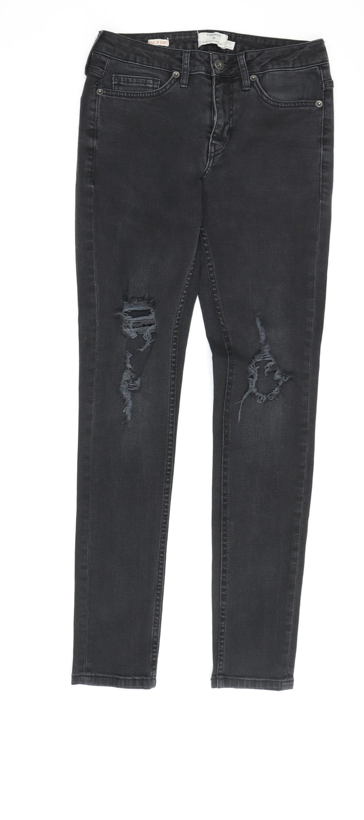 Topman Men's Black Skinny Jeans 28S Distressed Denim