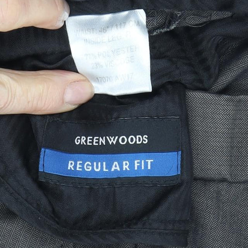 Greenwoods Men's Black Dress Pants, XL Regular Fit